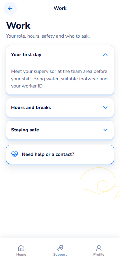 Info: Work screen