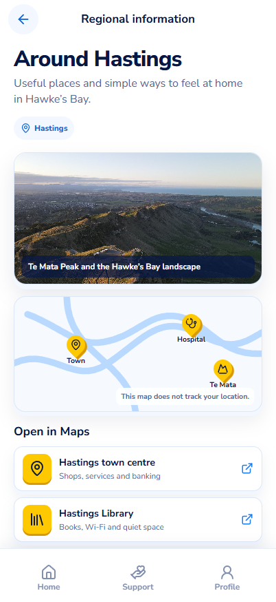 Info: Around Hastings screen